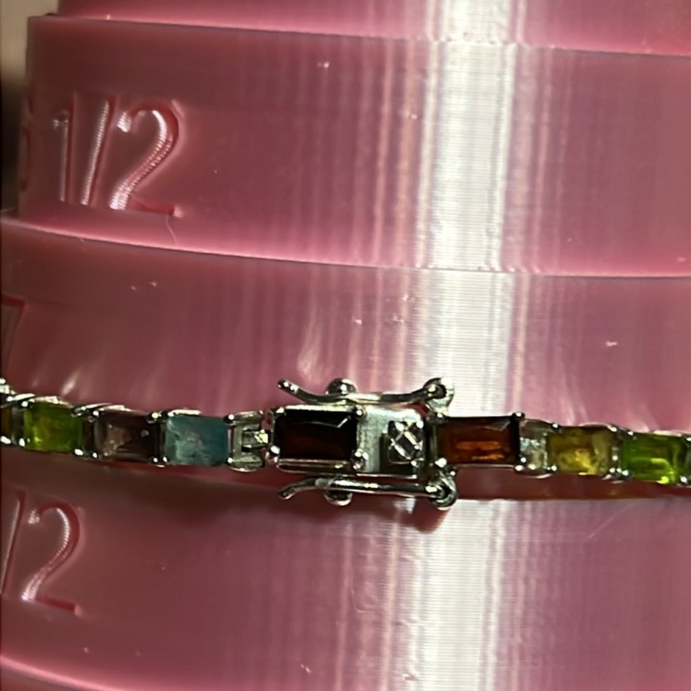 Multicolor Sterling Silver Gemstone Bracelet. - image 2